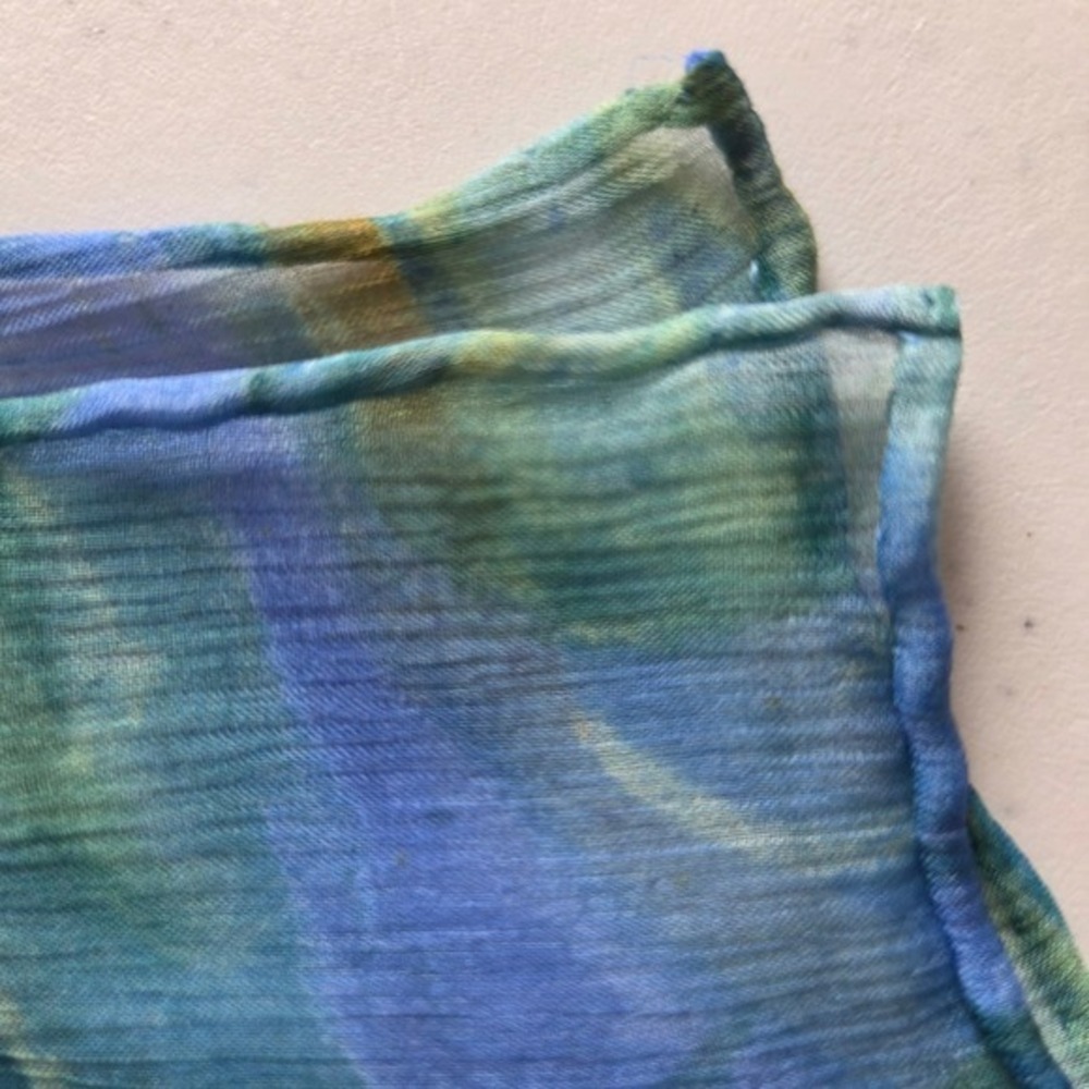 Vintage 100% Silk Water Lilies Scarf Monet Style Metropolitan Museum Art 62x12 - Picture 10 of 10